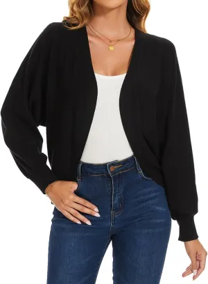MINTLIMIT Women's Cardigan Sweaters Batwing Long Sleeve Lightweight Cropped Bolero Shrugs Open Front Knit Sweaters