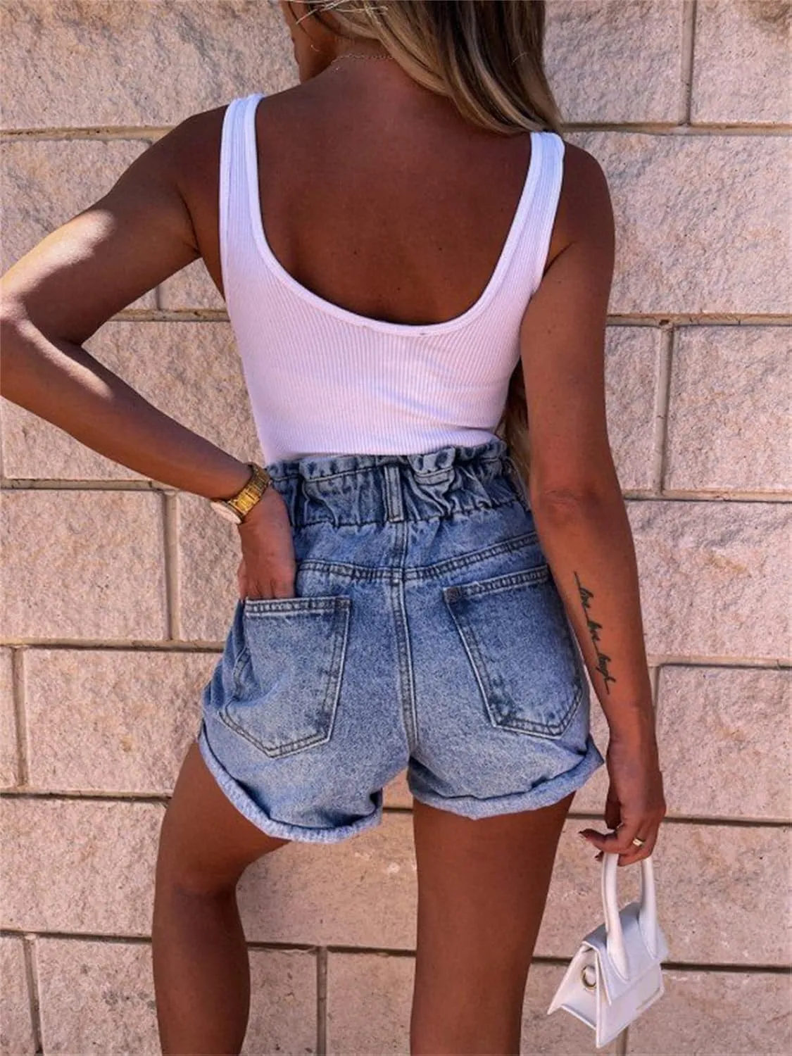 Mmoneyake Women Sexy Short Jeans Skirts Low Waist Denim Shorts with Belt Buckled Belt Drop Waist Straight Denim Skirt