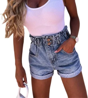 Mmoneyake Women Sexy Short Jeans Skirts Low Waist Denim Shorts with Belt Buckled Belt Drop Waist Straight Denim Skirt