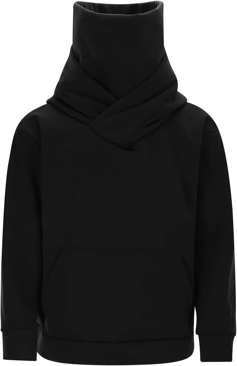 Ninja Hoodie Men Double Neckline Harajuku Cotton Pullover Sweatshirts Windproof Hip Hop Balaclava Fleece Lined Hoodies