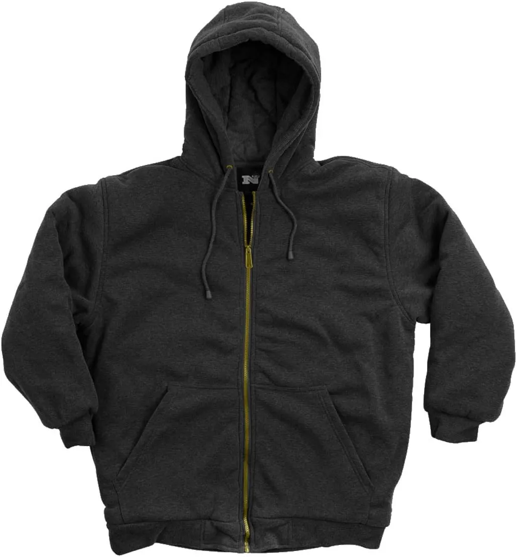 North 15 Men's Hooded Sweatshirt - Quilted - DTM Thermal Lined - Zipper Front