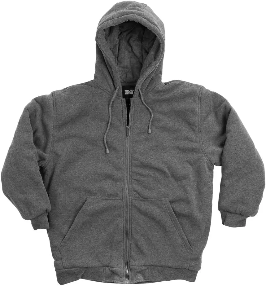 North 15 Men's Hooded Sweatshirt - Quilted - DTM Thermal Lined - Zipper Front