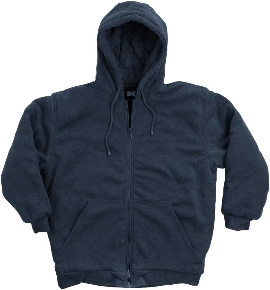 North 15 Men's Hooded Sweatshirt - Quilted - DTM Thermal Lined - Zipper Front
