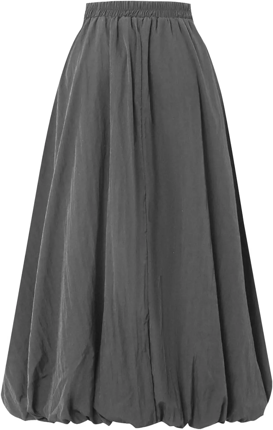 Oplxuo Women Bubble Maxi Skirt Elastic High Waisted Flowy A Line Long Puff Skirts Ruffle Hem Balloon Skirts with Pockets
