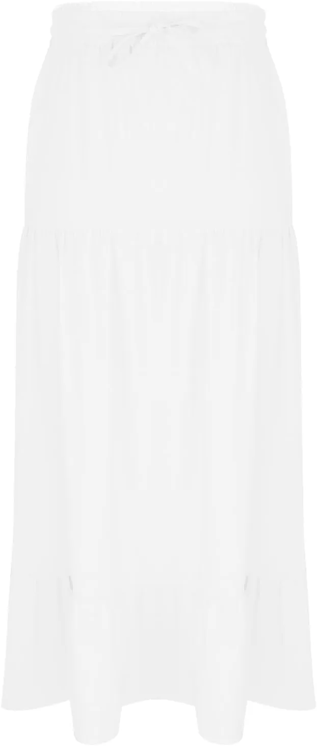 Oplxuo Women's Boho Maxi Skirt with Slit Summer Casual Elastic High Waist Flowy Swing Tiered A Line Beach Long Skirts