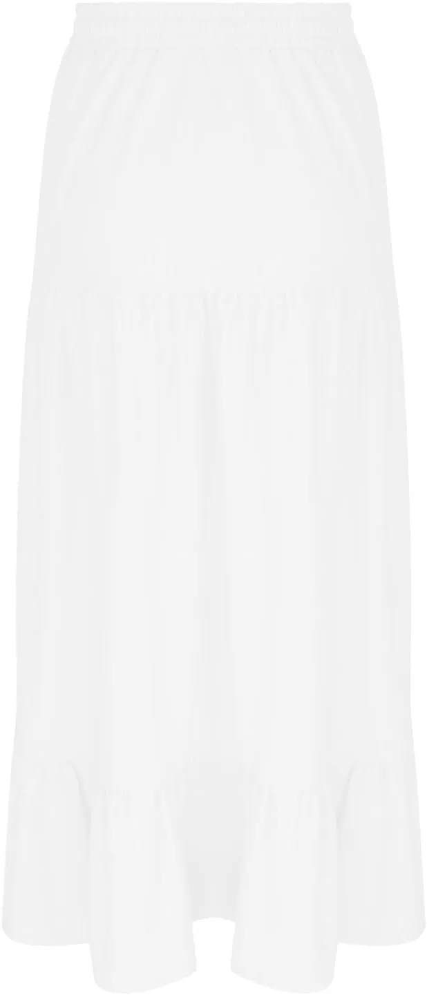 Oplxuo Women's Boho Maxi Skirt with Slit Summer Casual Elastic High Waist Flowy Swing Tiered A Line Beach Long Skirts