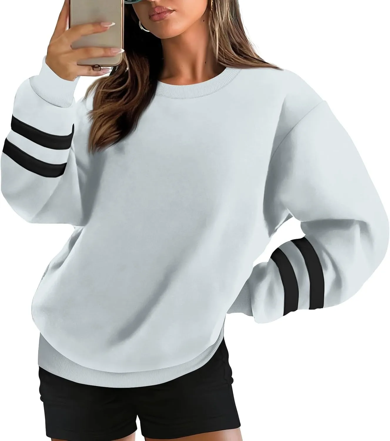 Oversized Sweatshirt For Women Trendy Crewneck Long Sleeve Fall Winter Clothes 2024 Solid Hoodie Pullover
