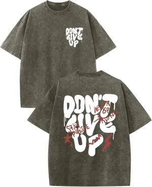 Oversized Tshirts for Men Graphic Vintage Tees Streetwear Shirts Acid Wash Tshirt Positive Letter Print Cotton Tops
