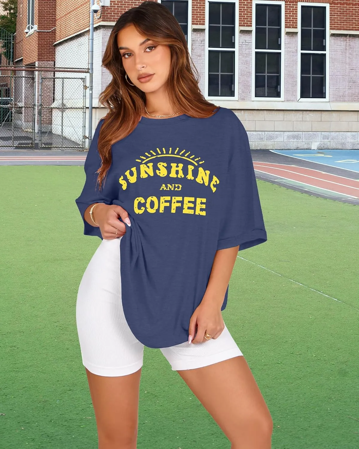 Oversized Tshirts for Women Summer Short Sleeve Casual Basic Tee Tops Loose Fit Shirts