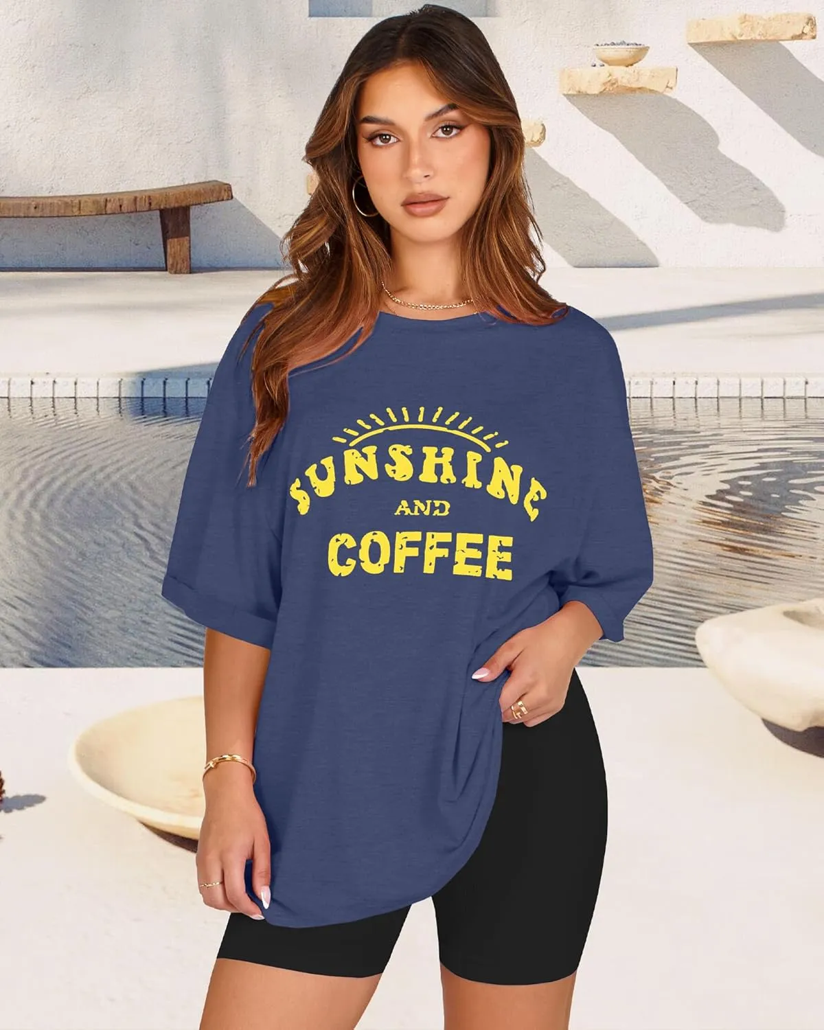 Oversized Tshirts for Women Summer Short Sleeve Casual Basic Tee Tops Loose Fit Shirts