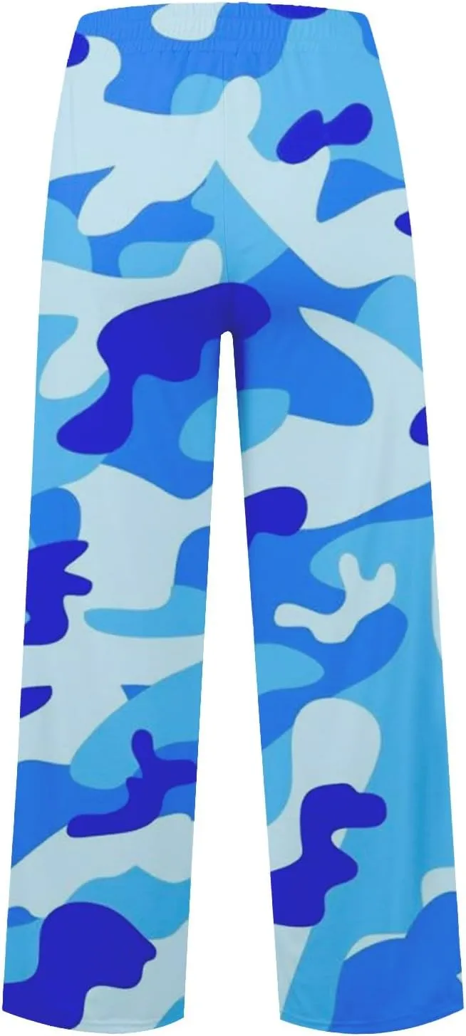 Oversized Wide Leg Sweatpants Women Low Rise Camo Sweatpants Drawstring Flare Sweatpants Baggy Lounge Pants w/Pockets