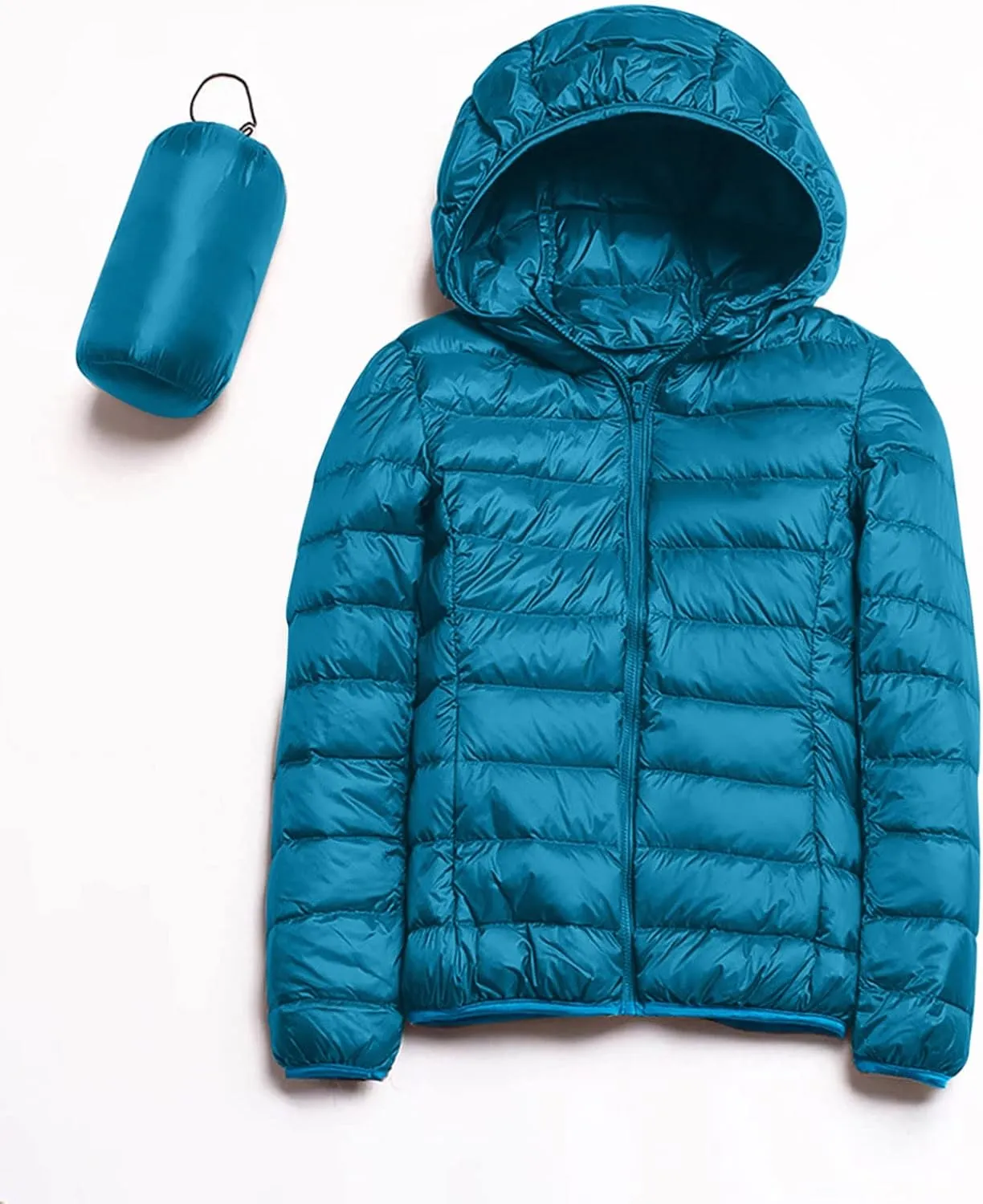 Packable Puffer Jacket Women Lightweight Short Down Jackets Winter Trendy Slim Fit Hooded Bubble Coat Light Puffer Jackets