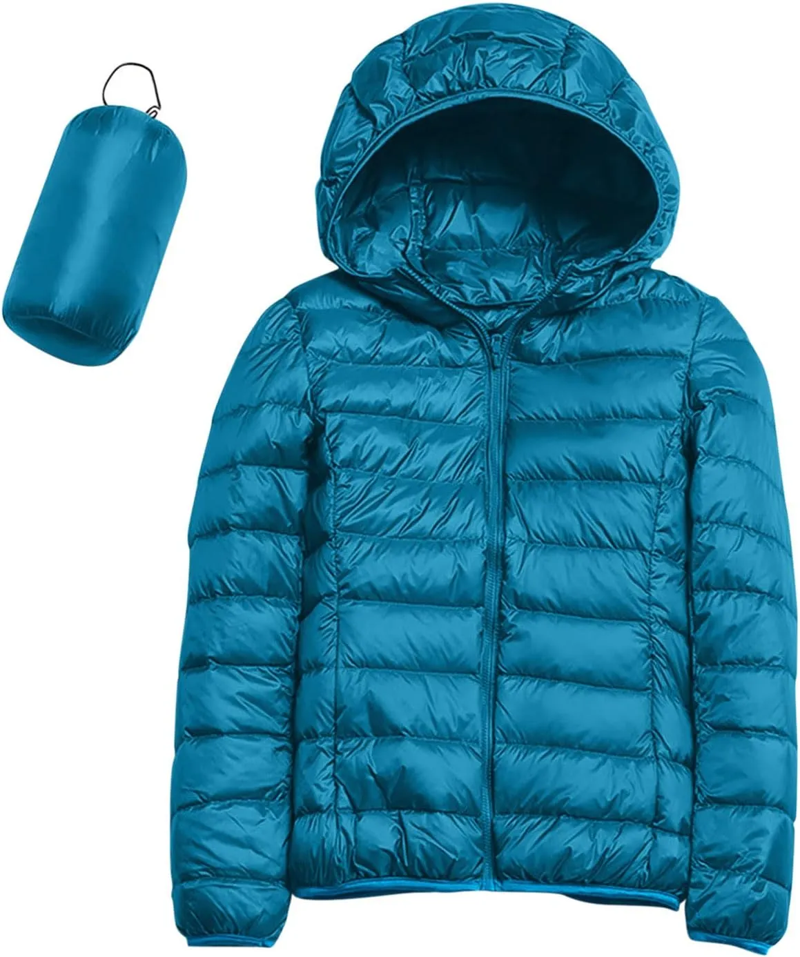 Packable Puffer Jacket Women Lightweight Short Down Jackets Winter Trendy Slim Fit Hooded Bubble Coat Light Puffer Jackets