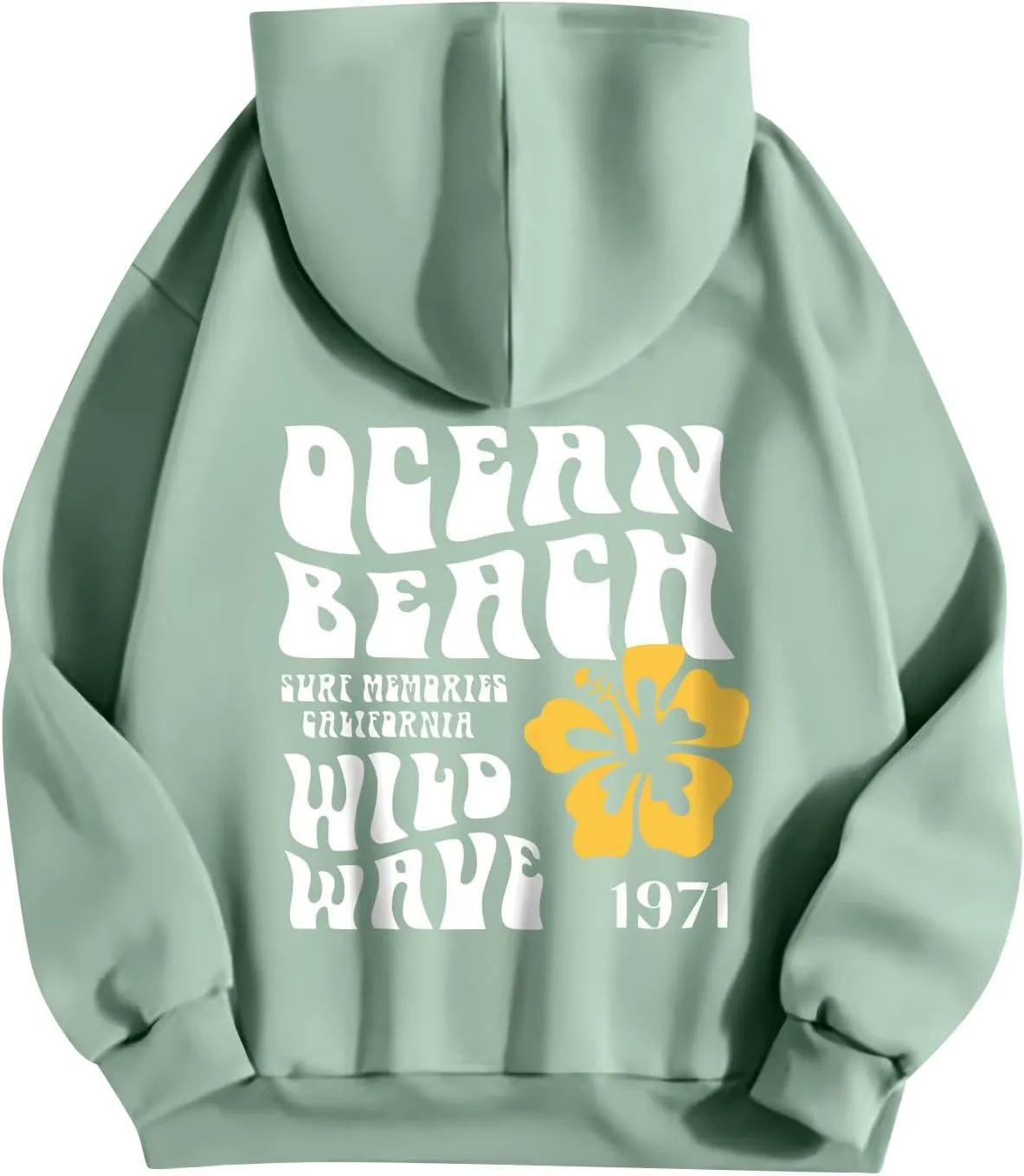 Pink Palm Puff Preppy Sweatshirt Women Long Sleeve Cute Oversized Hoodie Pullover With Pockets