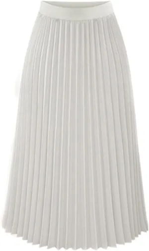 Pleated Skirts for Women Midi Skirt,High Waisted Long Chiffon Flare Solid Casual Fashion Trendy Valentine's Day