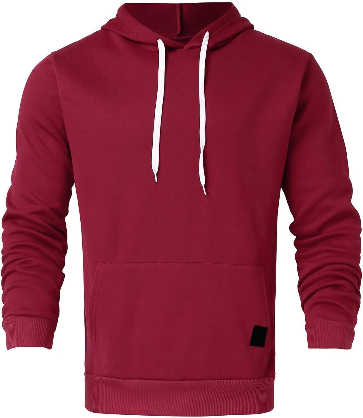 Pullover Hoodies for Men Solid Long Sleeve Drawstring Hooded Sweatshirt Trendy 2025 New Hoodies with Pockets