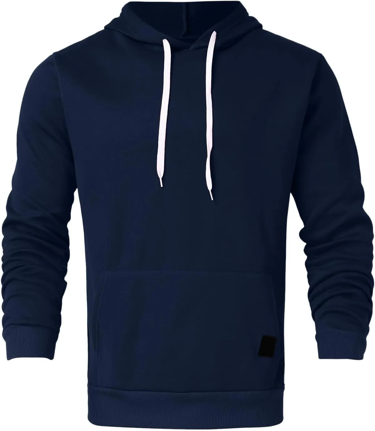 Pullover Hoodies for Men Solid Long Sleeve Drawstring Hooded Sweatshirt Trendy 2025 New Hoodies with Pockets