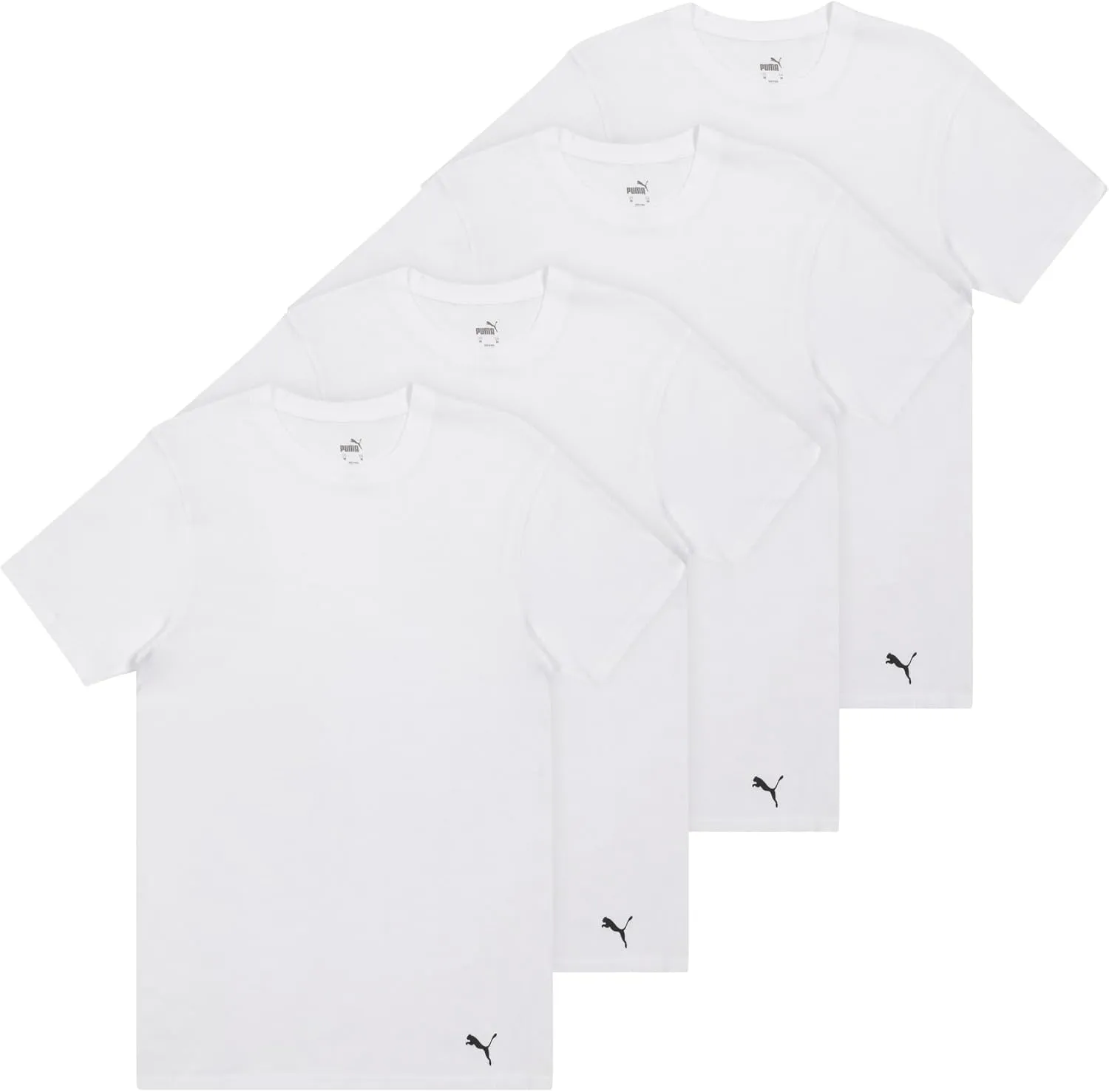 PUMA Men's 4 Pack Cotton Crewneck Short Sleeve T-Shirt