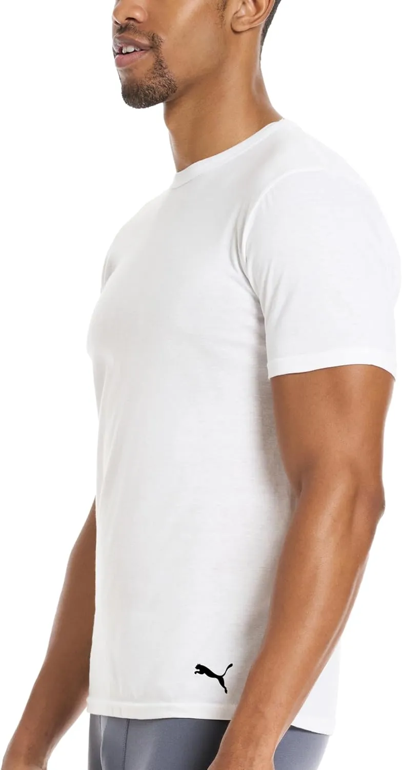PUMA Men's 4 Pack Cotton Crewneck Short Sleeve T-Shirt