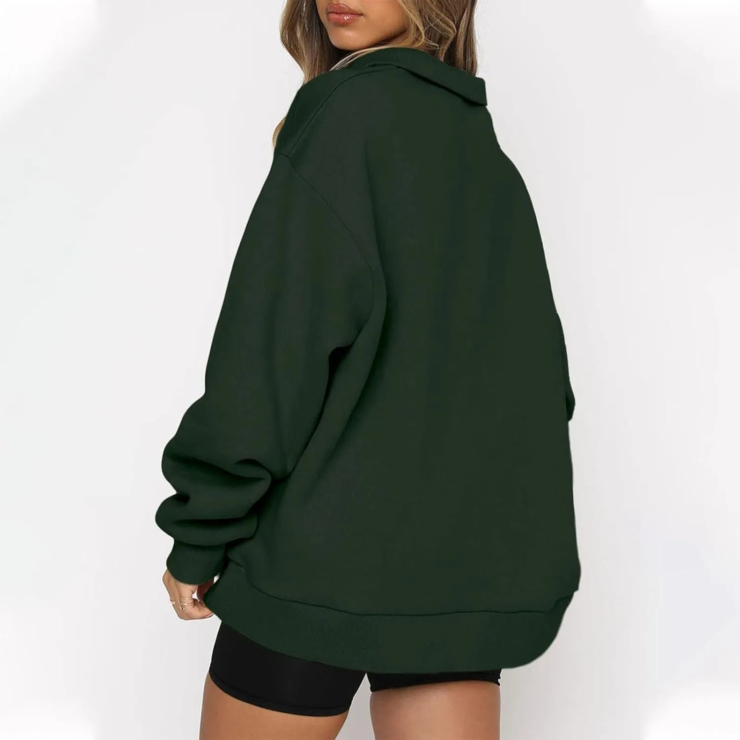 Quarter Zip Pullover for Women Fall Long Sleeve Sweaters Half Zip Blouses Drop Shoulder Y2k Clothes Casual Sweatshirt