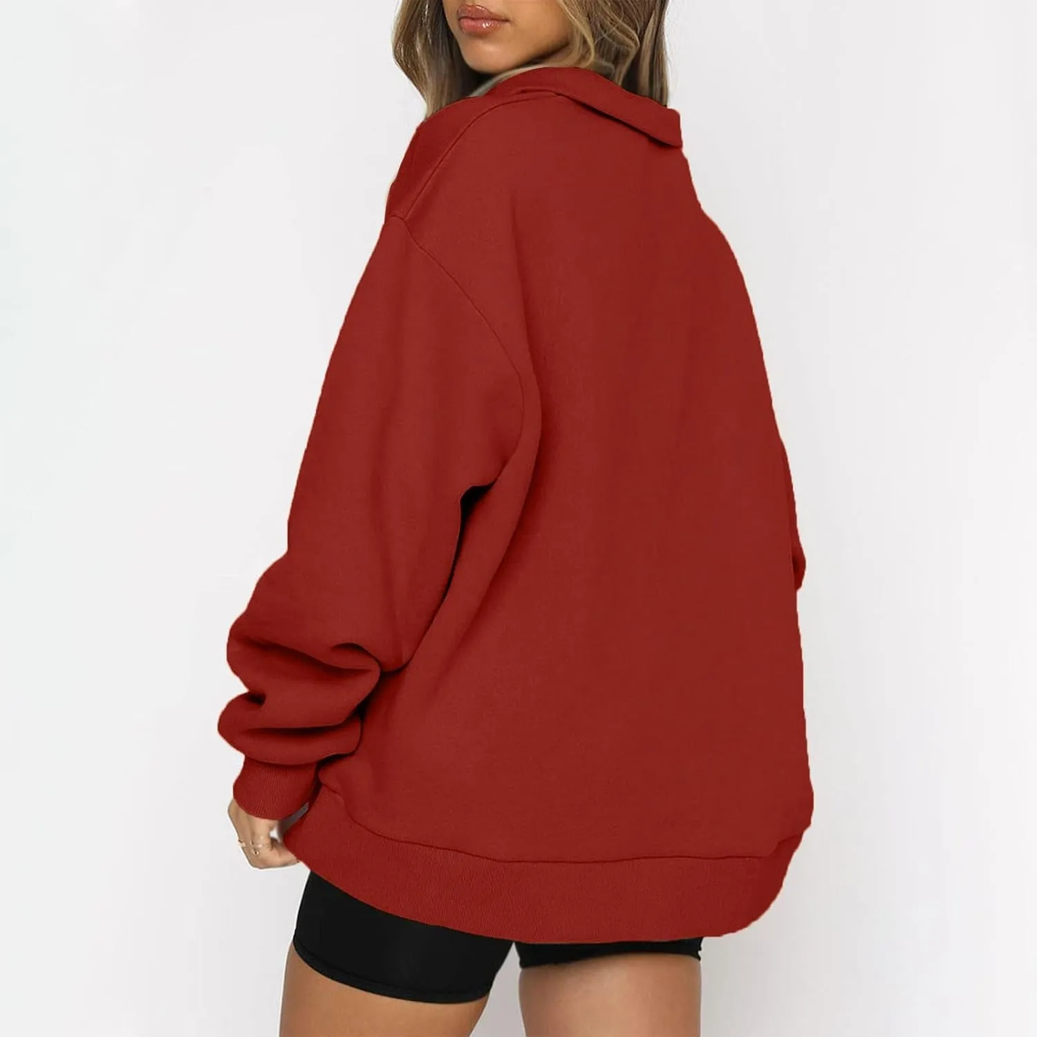 Quarter Zip Pullover Women Fleece Lightweight Oversized Sweatshirt Preppy Cute Sweatshirts Hoodies with Zipper