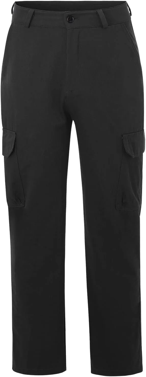 QWENTMTNTY Mens Cargo Pants Baggy Stretch Elastic Waist Straight Chino Pants Drawstring Casual Tactical Hiking Work Pants