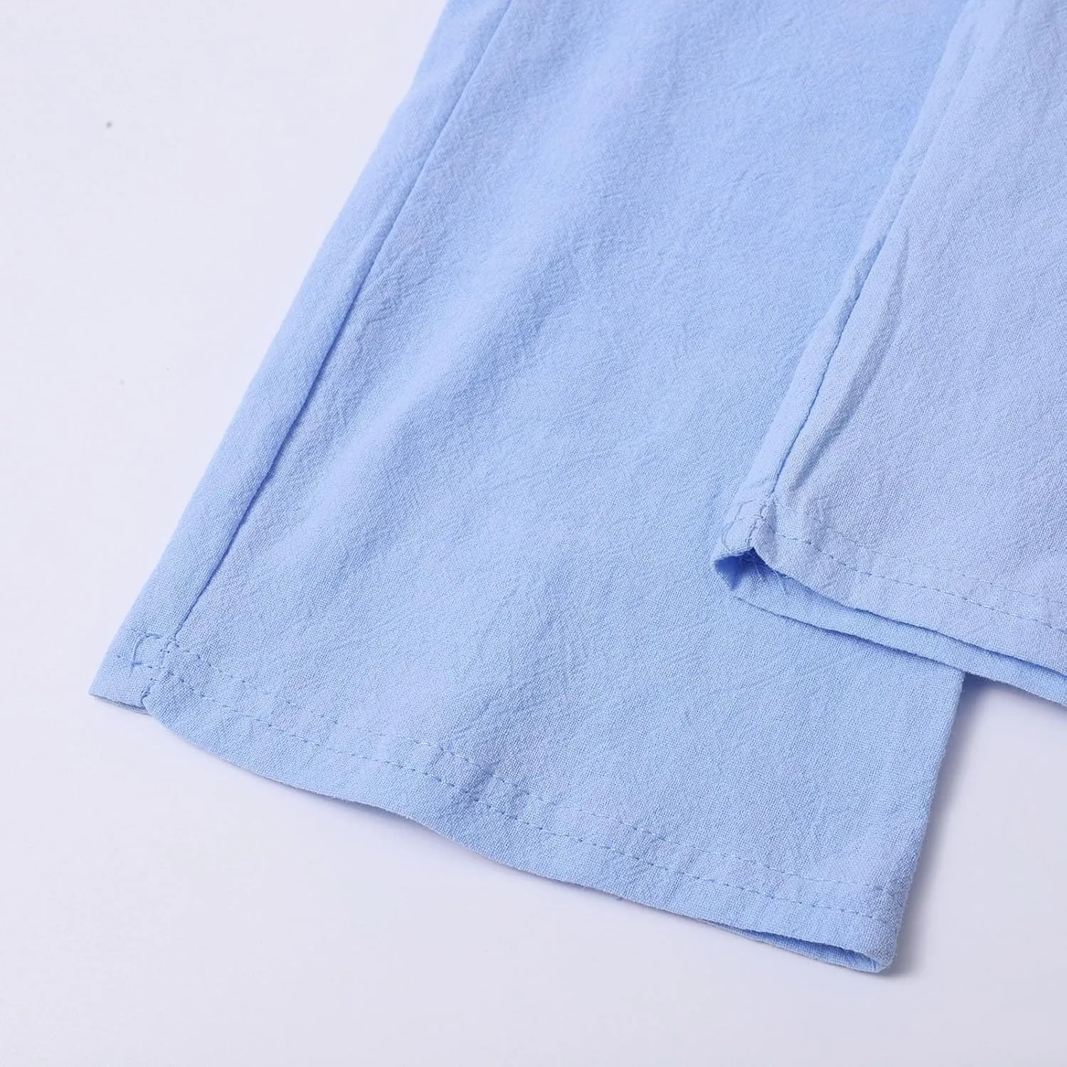 QWENTMTNTY Men's Elastic Waist Linen Pants Casual Relaxed Fit Loose Lightweight Pants Comfort Yoga Beach Drawstring Trousers