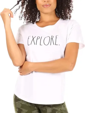 Rae Dunn Graphic Tees for Women, Crewneck Cotton Polyester Short Sleeve T-Shirt, Summer Tops for Women