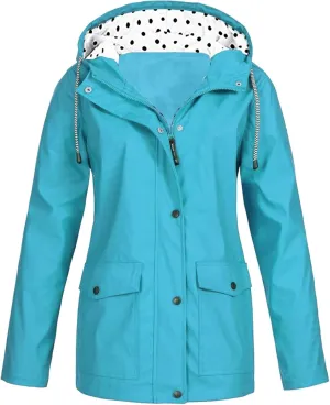 Rain Coat for Women Waterproof Outdoor Hiking Raincoat Lined Rain Jacket Lightweight Hooded Jackets Trench Coats