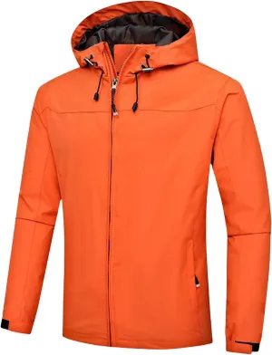 Rain Jacket for Men Lightweight Softshell Jackets Waterproof Hooded Water Resistant Winter Hiking Windbreaker Raincoat