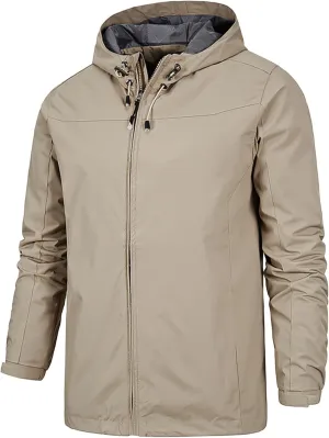 Rain Jacket for Men Lightweight Softshell Jackets Waterproof Hooded Water Resistant Winter Hiking Windbreaker Raincoat