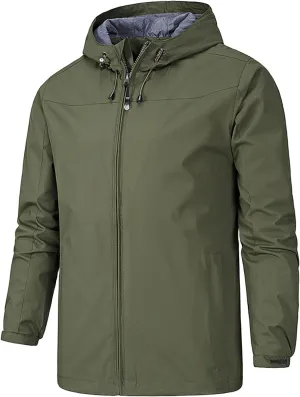 Rain Jacket for Men Lightweight Softshell Jackets Waterproof Hooded Water Resistant Winter Hiking Windbreaker Raincoat