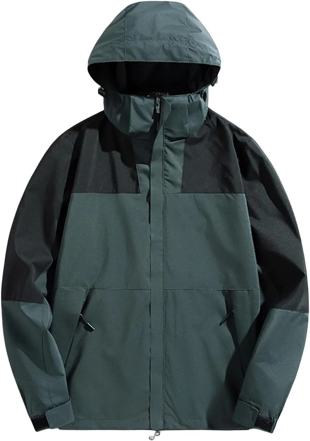 Rain Jacket Mens Waterproof with Hood Lightweight Hiking Travel Jackets Casual Outdoor Windbreaker Fall Spring Coat