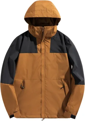 Rain Jacket Mens Waterproof with Hood Lightweight Hiking Travel Jackets Casual Outdoor Windbreaker Fall Spring Coat