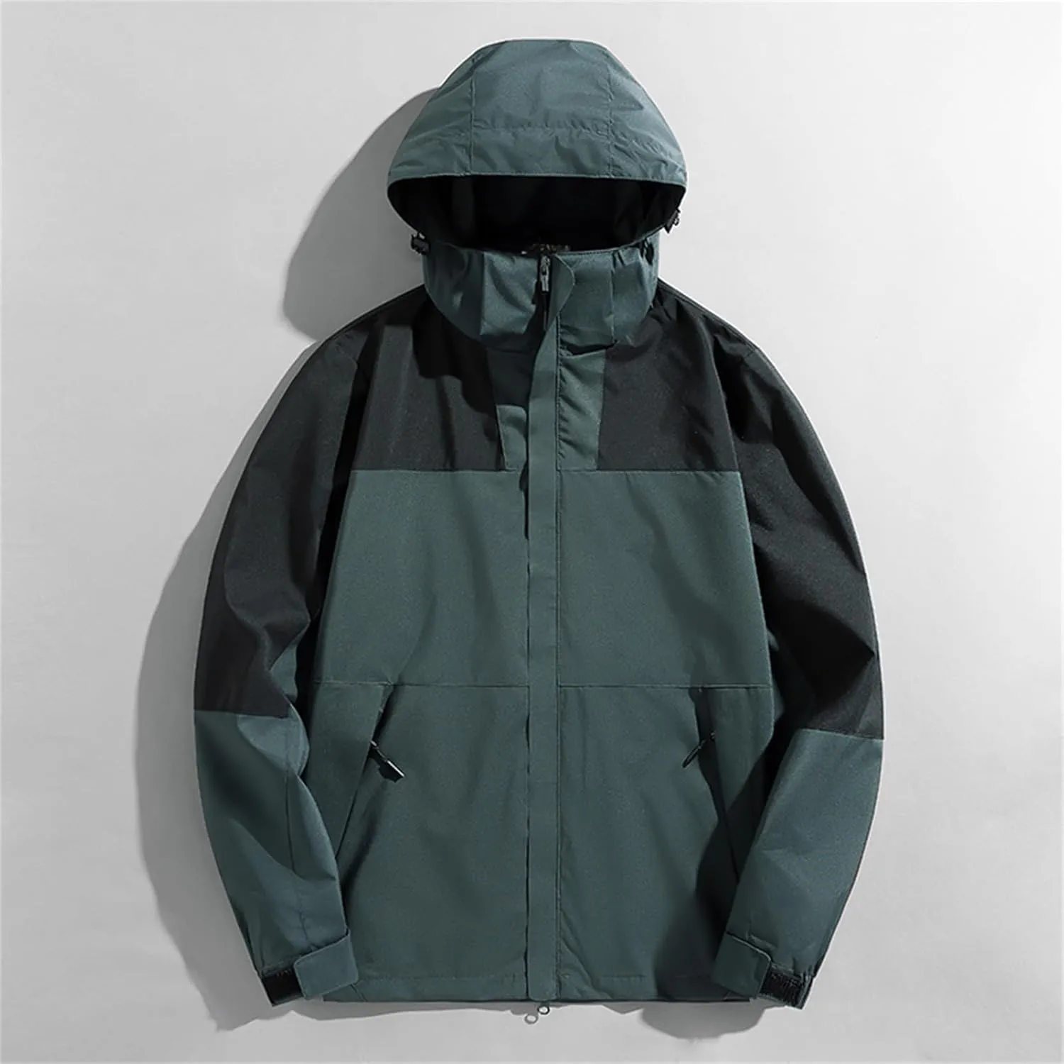 Rain Jacket Mens Waterproof with Hood Lightweight Hiking Travel Jackets Casual Outdoor Windbreaker Fall Spring Coat