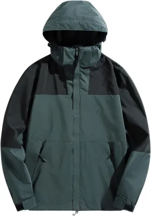 Rain Jacket Mens Waterproof with Hood Lightweight Hiking Travel Jackets Casual Outdoor Windbreaker Fall Spring Coat