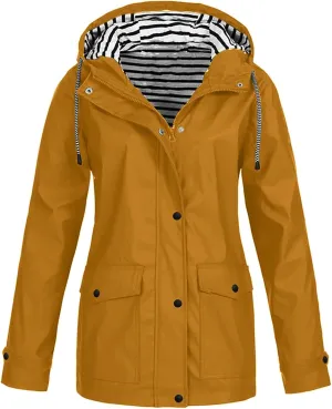Raincoat Hoodie for Women Lightweight Hooded Jacket Solid Winter Jacket Outdoor Raincoat Windproof
