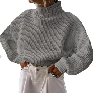 Raruxxin Women's Oversized Turtleneck Sweater Loose Fit Long Sleeve Solid Pullover Fall Winter Casual Versatile Cozy Knitwear