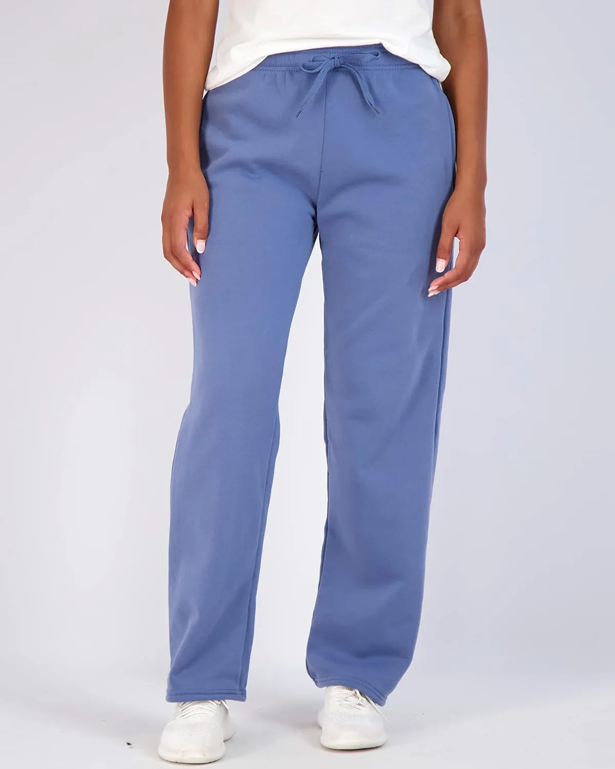 Real Essentials 3 Pack: Women's Relaxed Fit Fleece Open Bottom Sweatpants - Casual Athleisure (Available in Plus)
