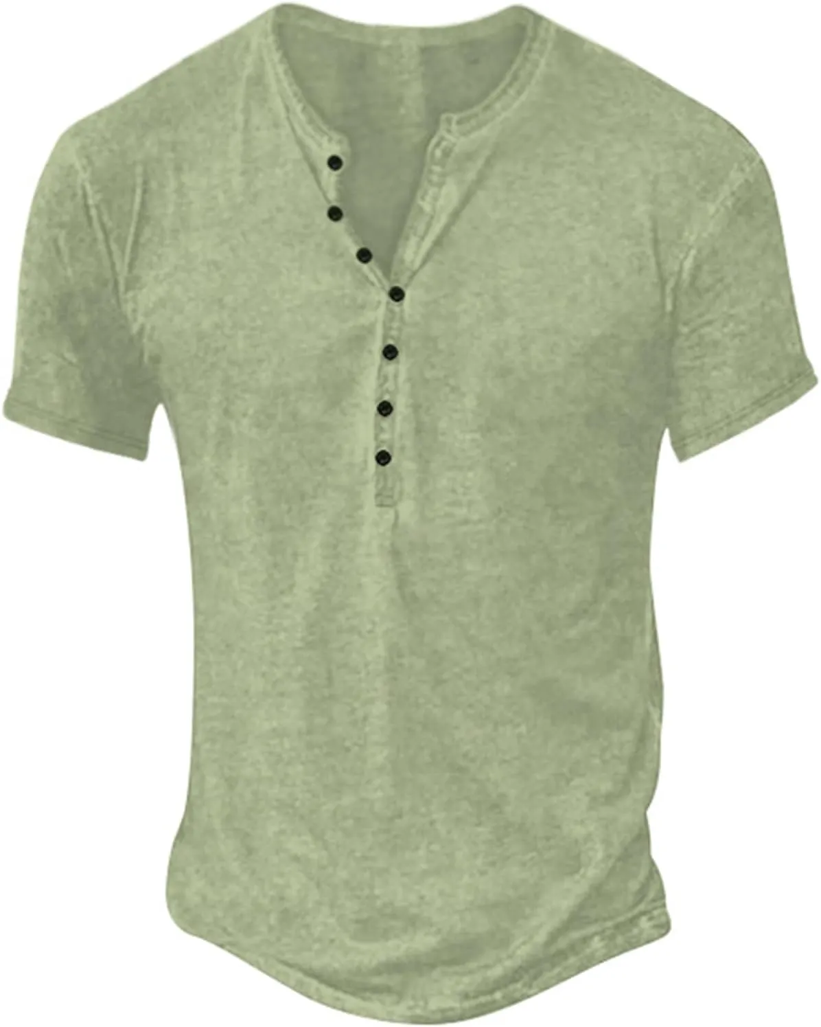 Retro Henley Shirts for Men Short Sleeve Distressed Casual Button Slim Fit Tee Shirts