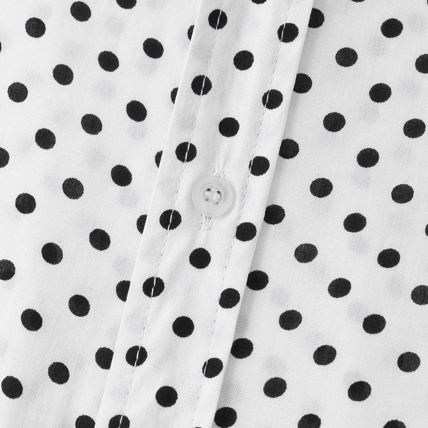 RTRDE Men's Short Sleeve Button Down Shirts Printed Cotton Linen Top Polka Dot Print Lapel Short Shirt Up Shirts