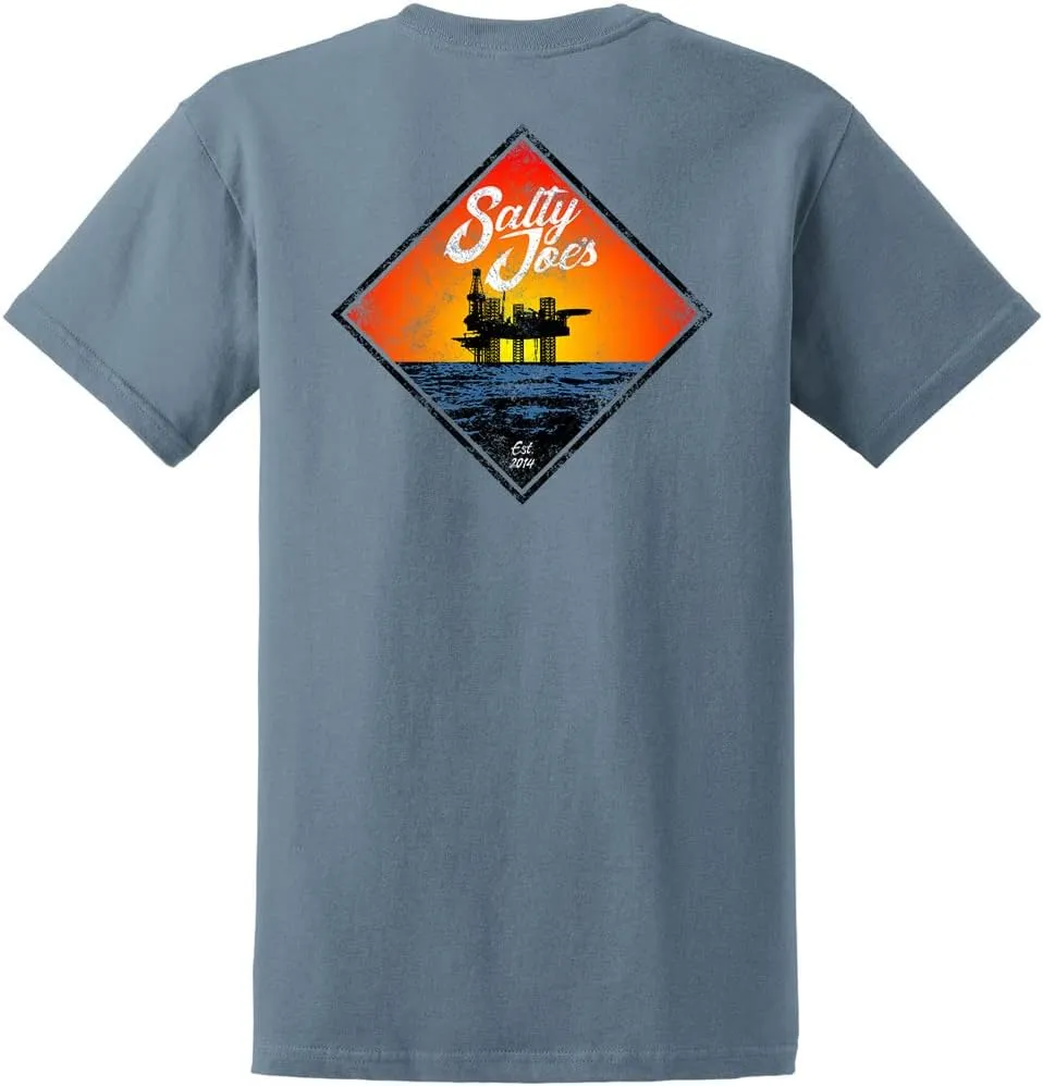 SALTY JOES Men's Oil Rig Logo Heavyweight Cotton Tees
