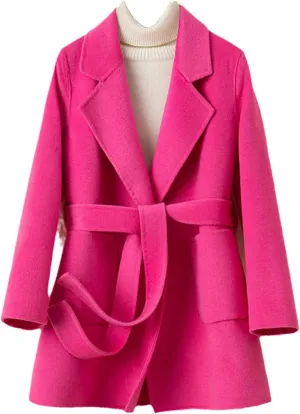 SaoBiiu Women Wool Blend Long Overcoat Autumn Winter Woolen Coat red XL