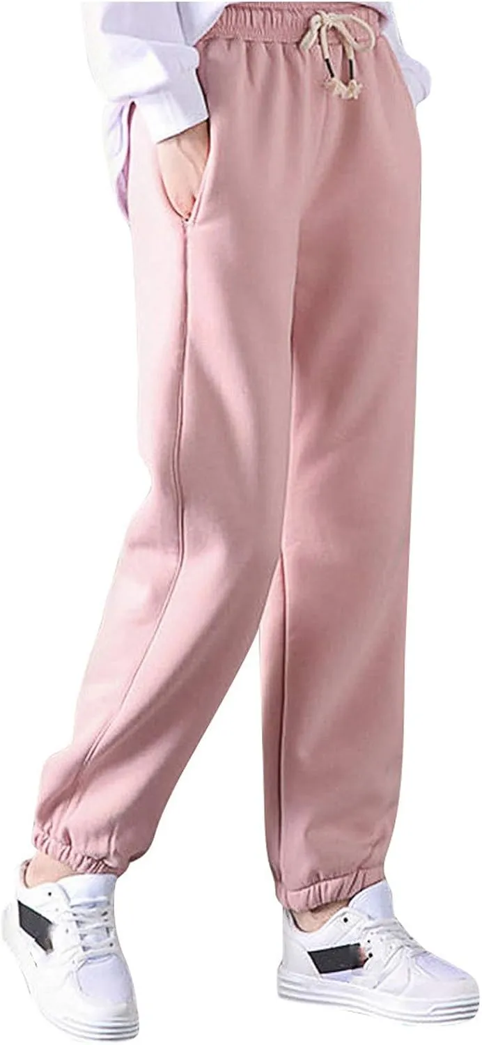 sdbrld Fleece Lined Joggers Women,Womens Sherpa Lined Sweatpants Winter Solid Athletic Running Fleece Lined Pants Sweatpants