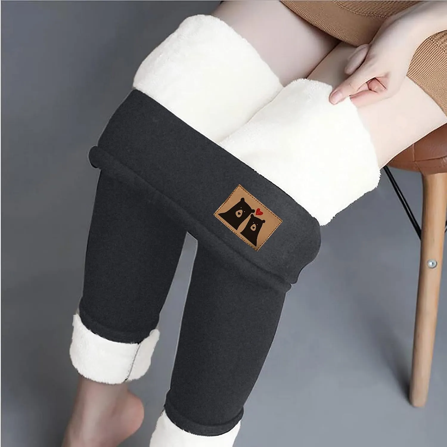 sdbrld Fleece Lined Leggings Women Soft Thermal Pants High Waist Tummy Control Stretchy Warm Thick Sherpa Winter Tights Pants