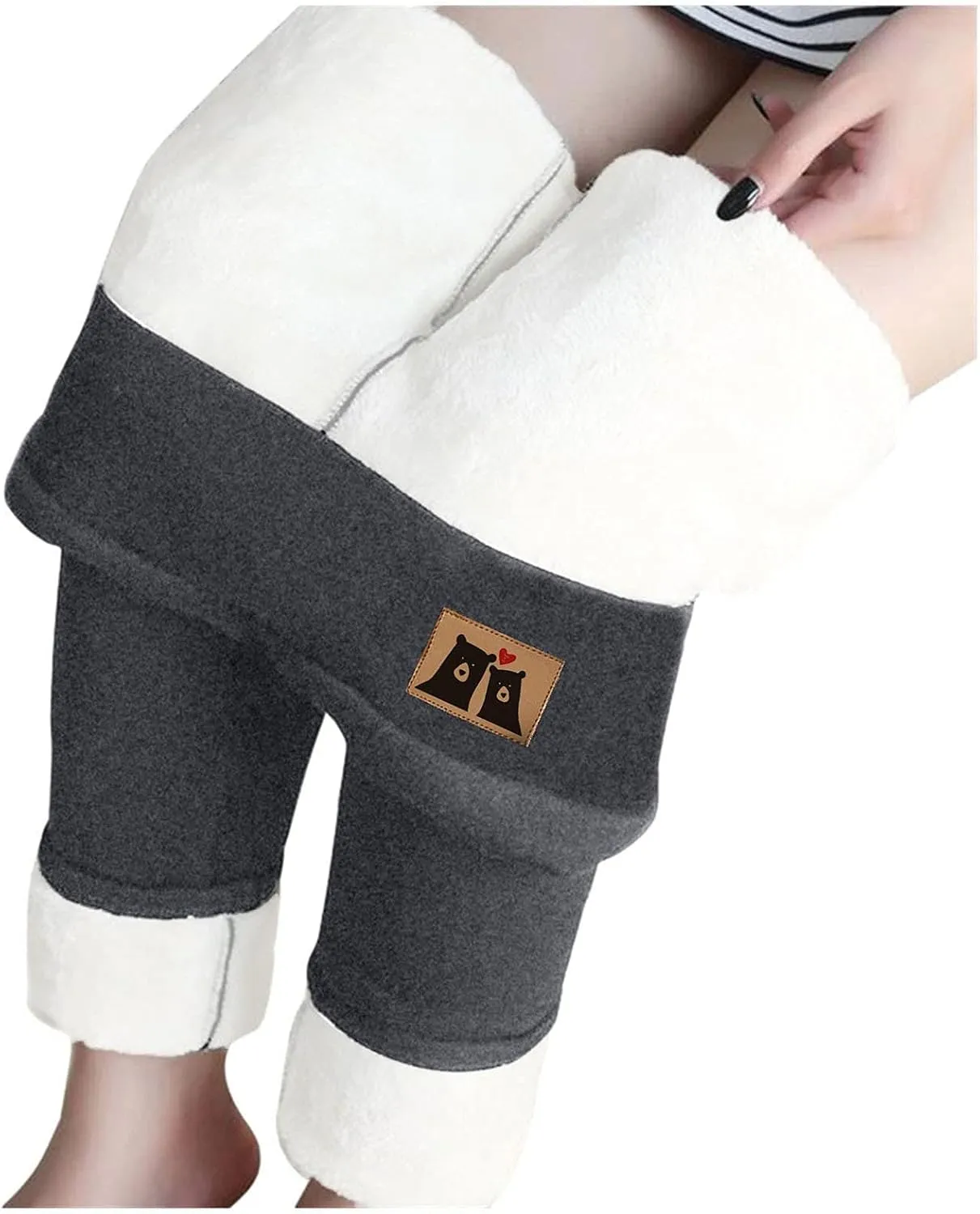 sdbrld Fleece Lined Leggings Women Soft Thermal Pants High Waist Tummy Control Stretchy Warm Thick Sherpa Winter Tights Pants