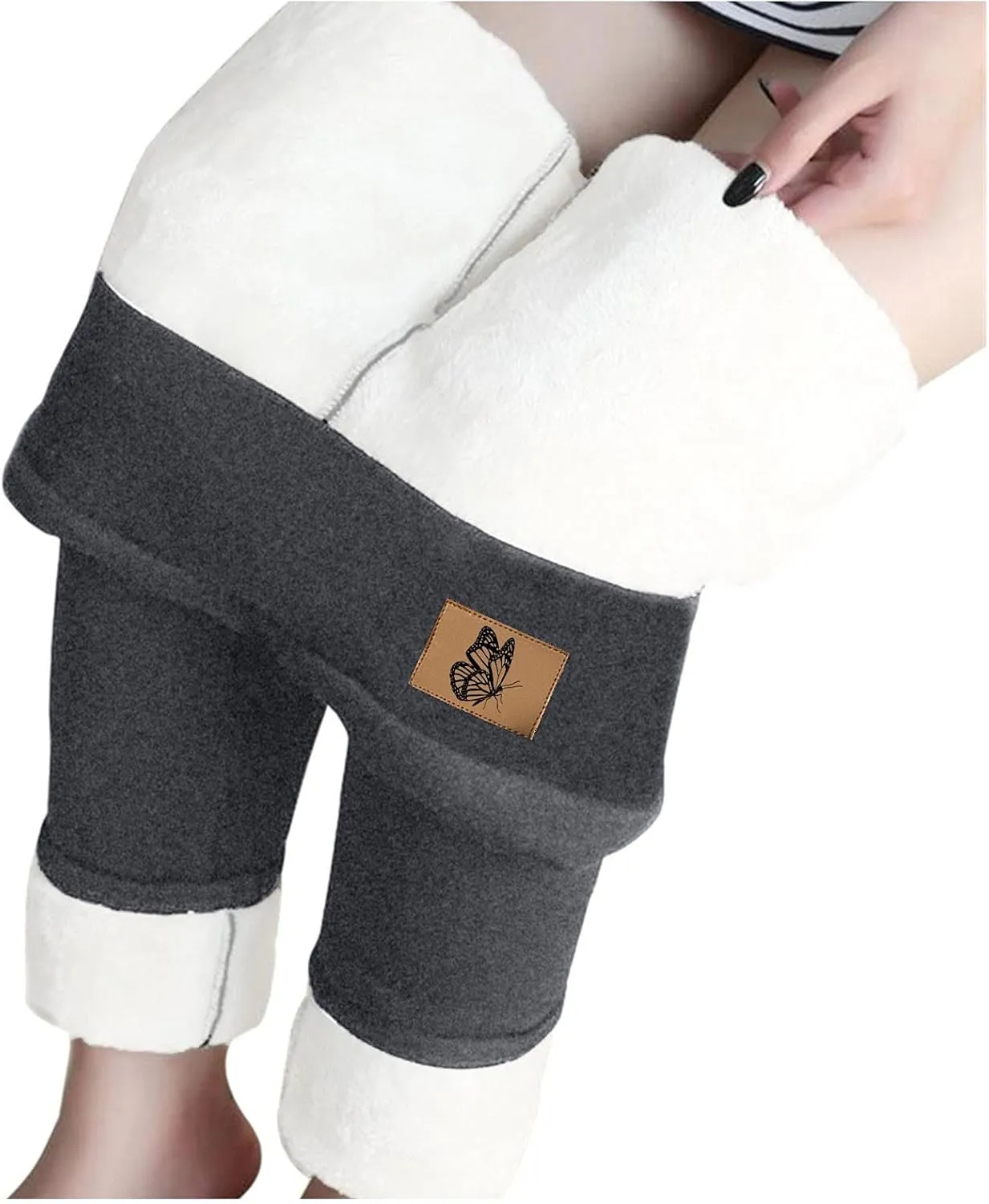 sdbrld Fleece Lined Leggings Women,Womens Fleece Lined Leggings 2023 High Waist Warm Soft Pants Tummy Control Thermal Tights