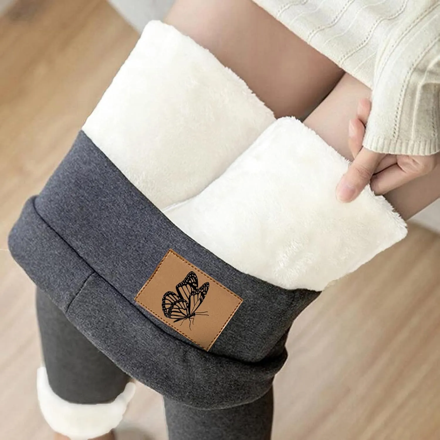 sdbrld Fleece Lined Leggings Women,Womens Fleece Lined Leggings 2023 High Waist Warm Soft Pants Tummy Control Thermal Tights