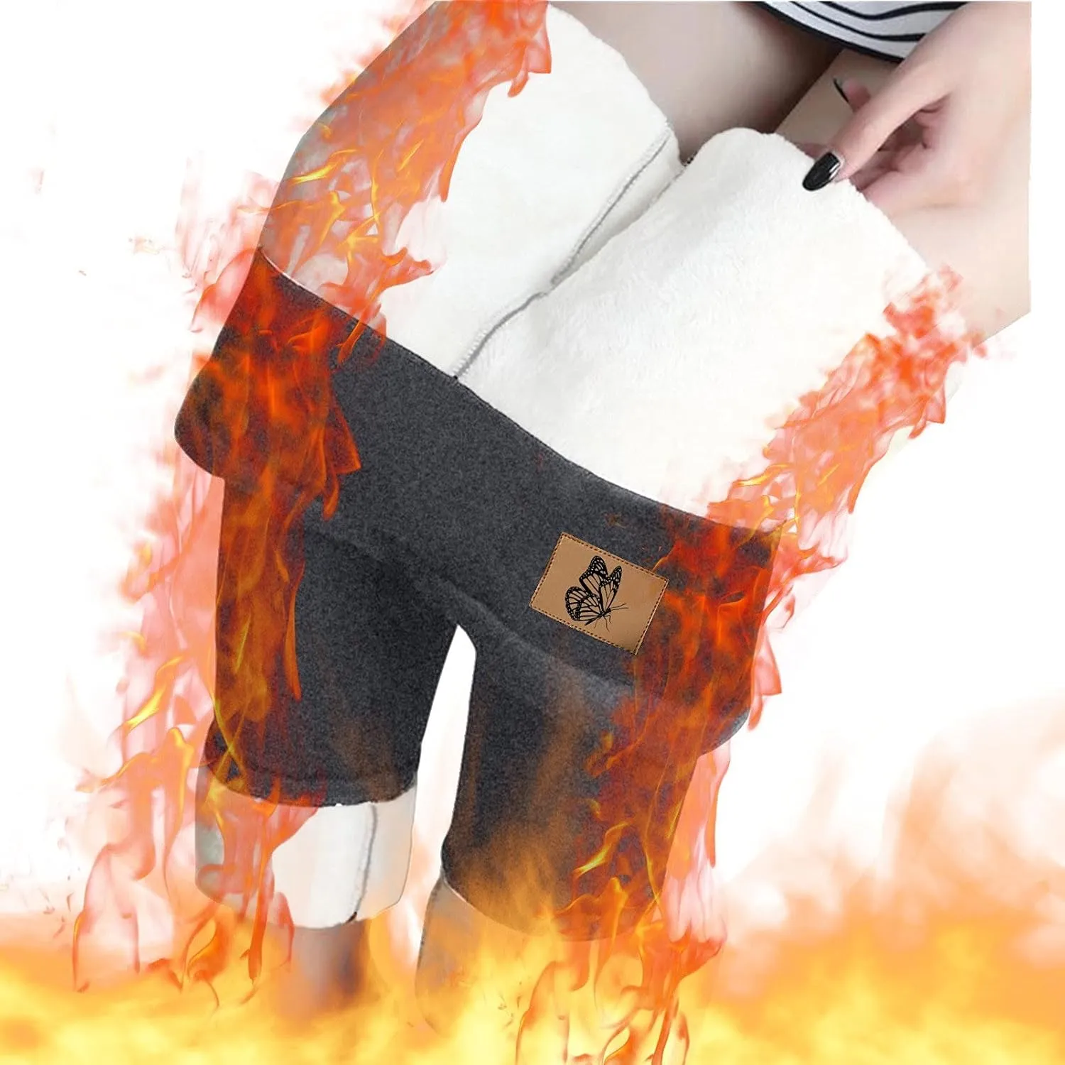 sdbrld Fleece Lined Leggings Women,Womens Fleece Lined Leggings 2023 High Waist Warm Soft Pants Tummy Control Thermal Tights