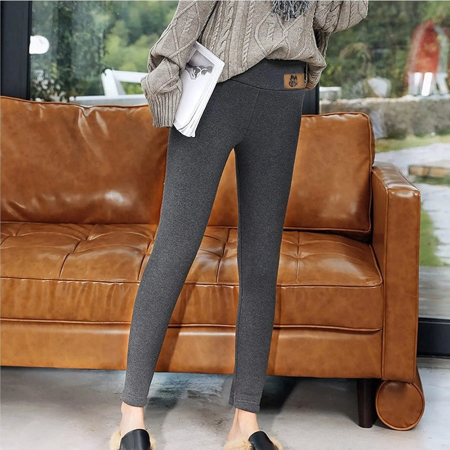 sdbrld Fleece Lined Leggings Women,Womens Fleece Lined Leggings 2023 High Waist Warm Soft Pants Tummy Control Thermal Tights